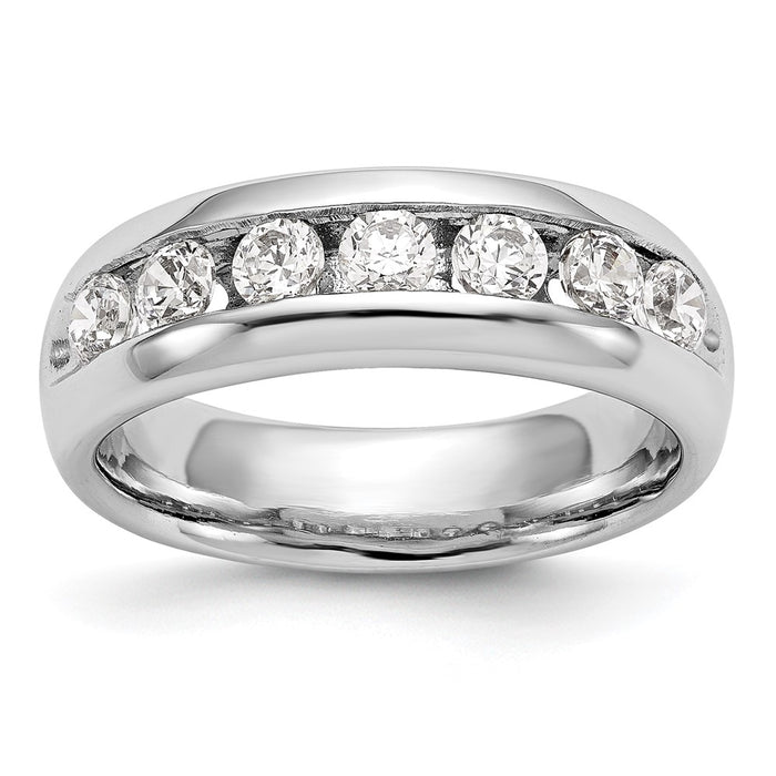 Exclusive 14K White Gold 7-Stone 1 Carat AAA Round Diamond Band - Stylish Value!-1