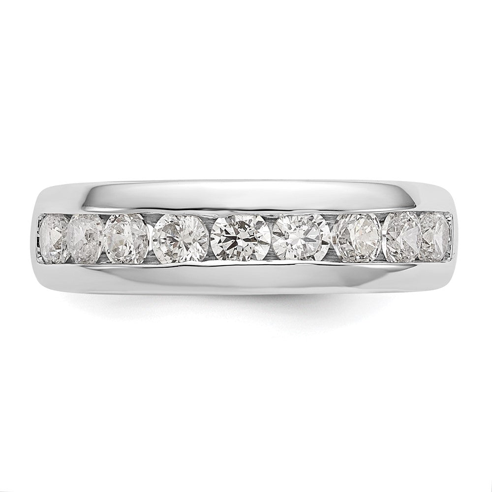Exclusive 14K White Gold 1 Carat Round Diamond Band - Stylish 9-Stone Channel Set