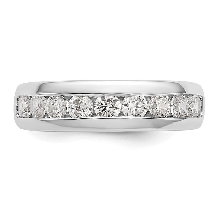 Exclusive 14K White Gold 1 Carat Round Diamond Band - Stylish 9-Stone Channel Set-4