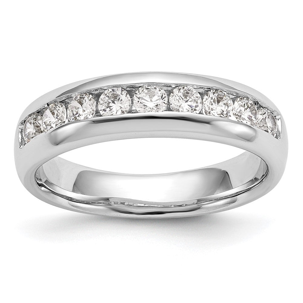 Exclusive 14K White Gold 1 Carat Round Diamond Band - Stylish 9-Stone Channel Set