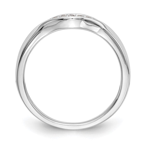 14K White Gold Pave Contoured Wedding Band with 1/15 Carat Diamonds