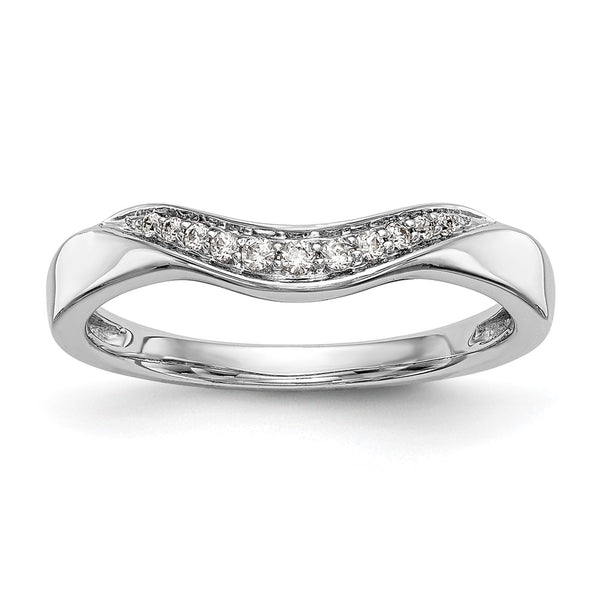14K White Gold Pave Contoured Wedding Band with 1/15 Carat Diamonds