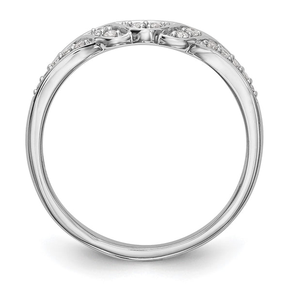 14K White Gold Contoured Wedding Band with 1/10 Carat Diamond Accent