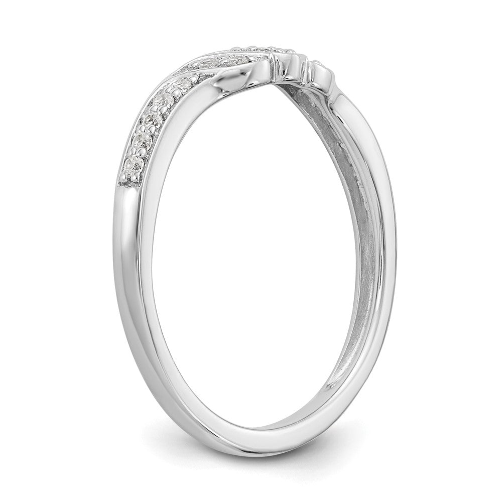 High-Quality 14K White Gold Contoured Wedding Band with 1/10 Carat Diamond Accent