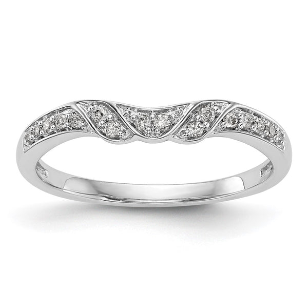 14K White Gold Contoured Wedding Band with 1/10 Carat Diamond Accent