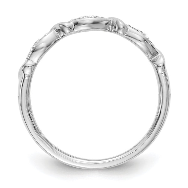 14K White Gold Twisted Diamond Wedding Band - 1/15 Carat