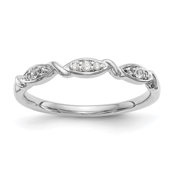 14K White Gold Twisted Diamond Wedding Band - 1/15 Carat