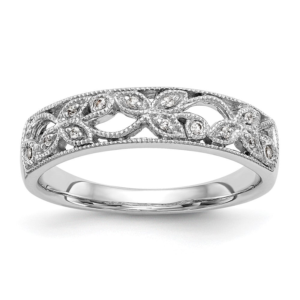 Order Luxury 14K White Gold Leaf Wedding Band Mounting for 4mm & 9mm Stones
