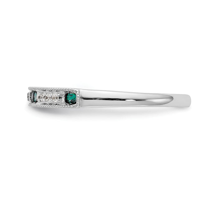 Buy Exclusive 14K White Gold Wedding Band with Diamonds & Emeralds - 1/20 Carat-3
