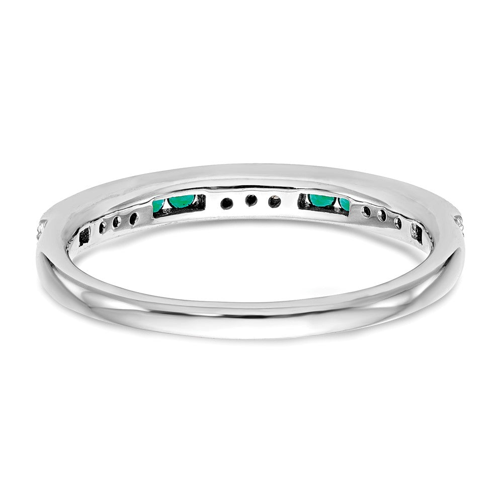 Buy Exclusive 14K White Gold Wedding Band with Diamonds & Emeralds - 1/20 Carat