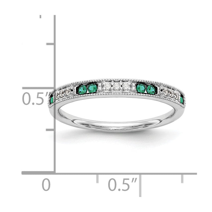 Buy Exclusive 14K White Gold Wedding Band with Diamonds & Emeralds - 1/20 Carat-7
