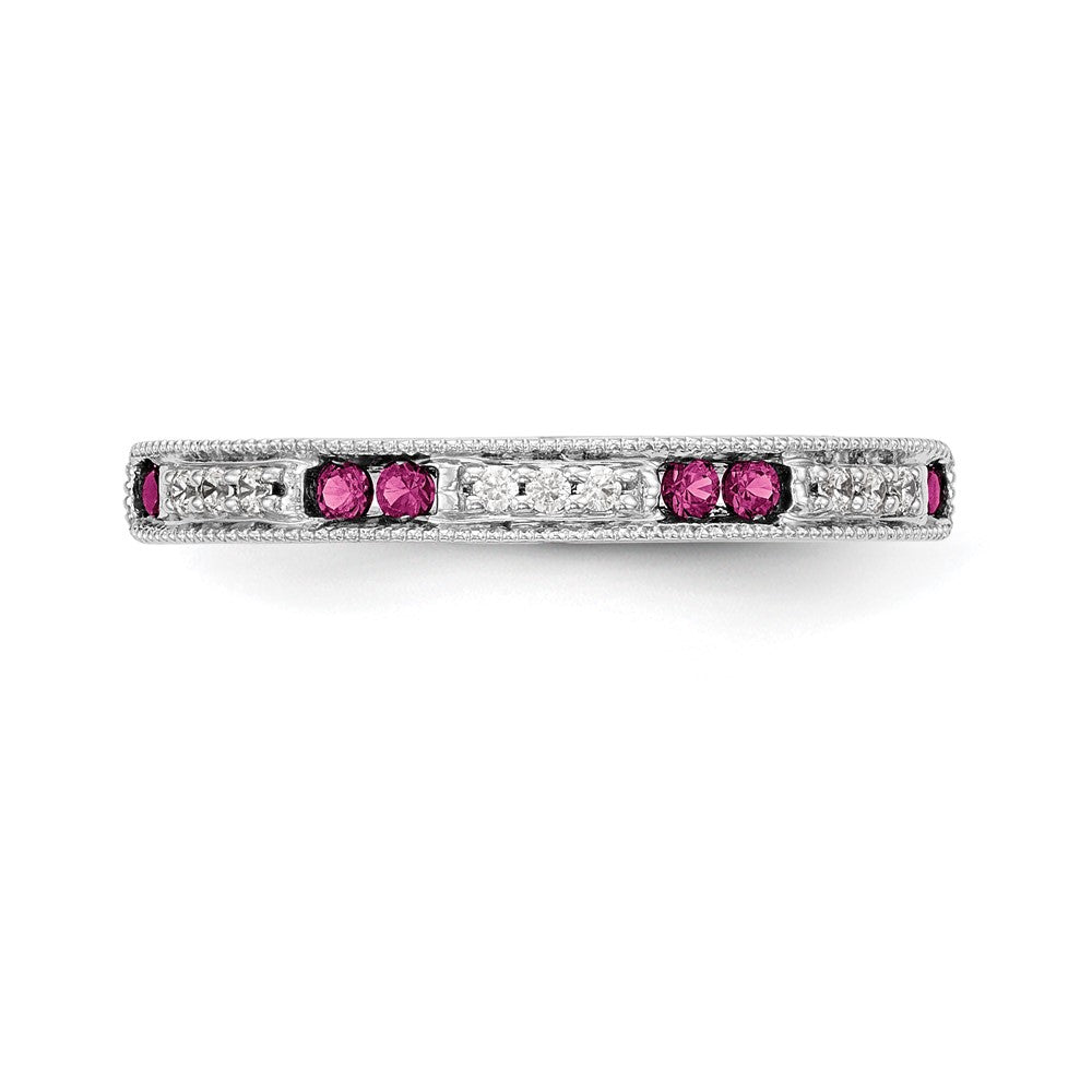 High-Quality 14K White Gold Diamond & Ruby Wedding Band - Stylish Value!
