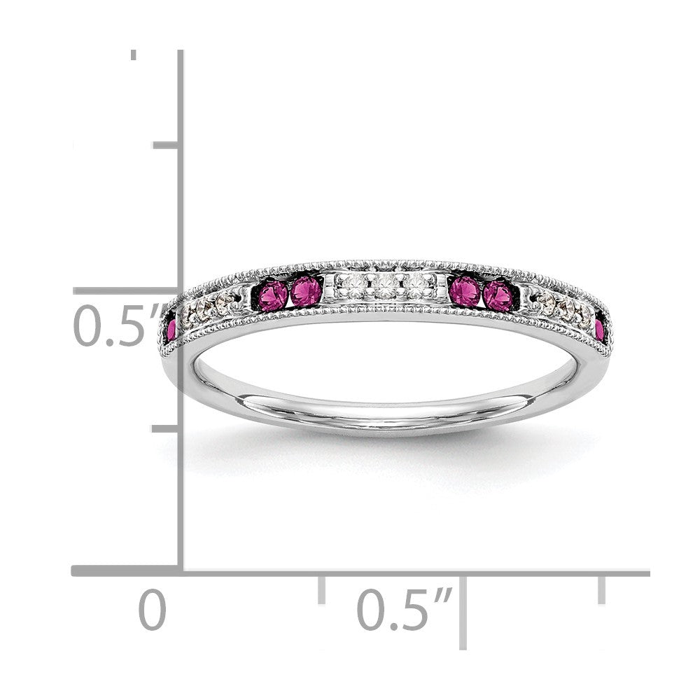 High-Quality 14K White Gold Diamond & Ruby Wedding Band - Stylish Value!