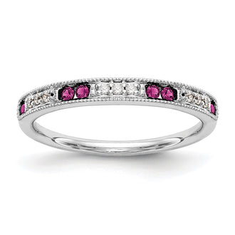 High-Quality 14K White Gold Diamond & Ruby Wedding Band - Stylish Value!
