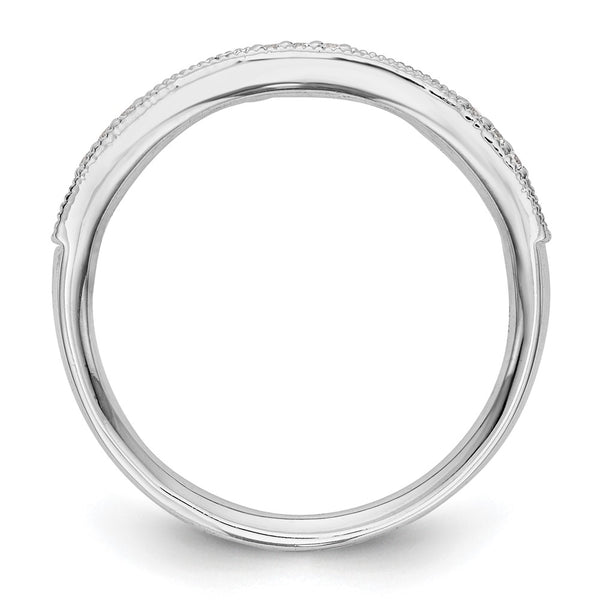 14K White Gold Wedding Band with Diamonds & Sapphires - 1/20 CT