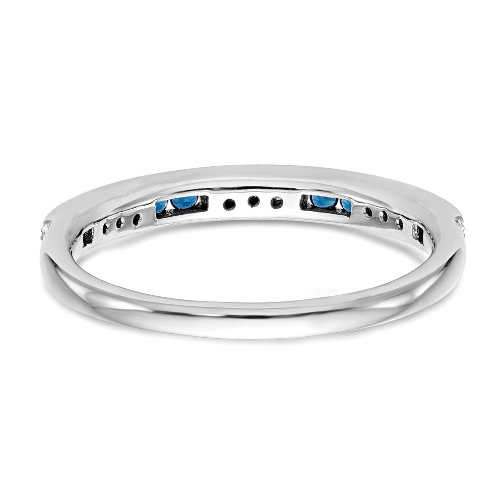Buy Stylish 14K White Gold Wedding Band with Diamonds & Sapphires - 1/20 CT