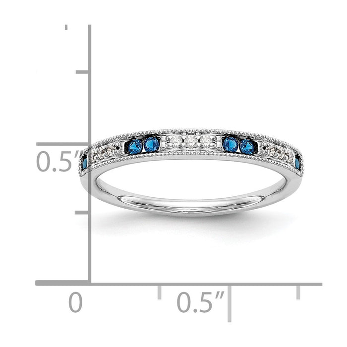 Buy Stylish 14K White Gold Wedding Band with Diamonds & Sapphires - 1/20 CT-7