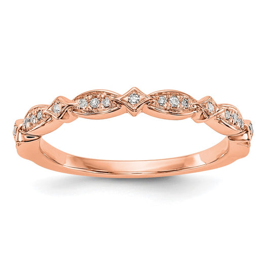 Exclusive 14K Rose Gold Wedding Band Set - 1/15 Carat Diamond, Stylish Value