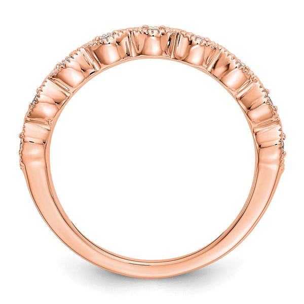 14K Rose Gold Wedding Band Set with 1/10 Carat Diamonds
