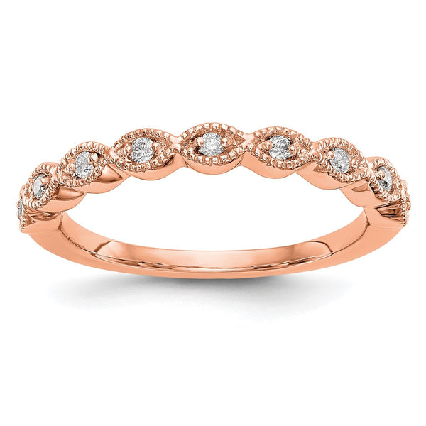 14K Rose Gold Wedding Band Set with 1/10 Carat Diamonds