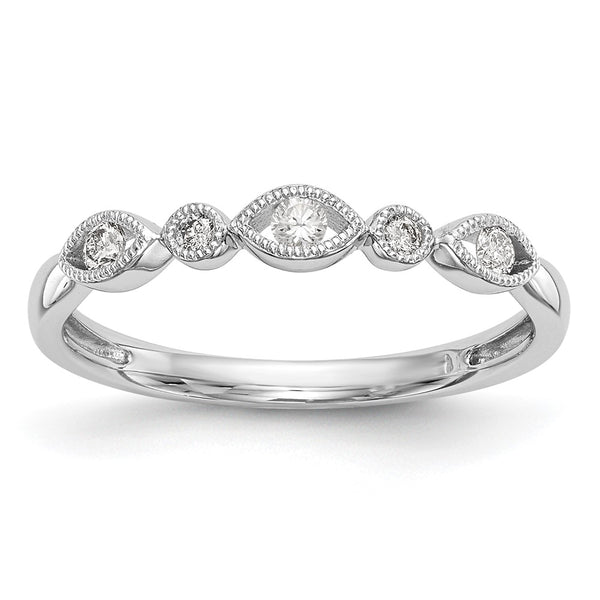 14K White Gold Twisted Wedding Band with 1/8 Carat Diamond Accent