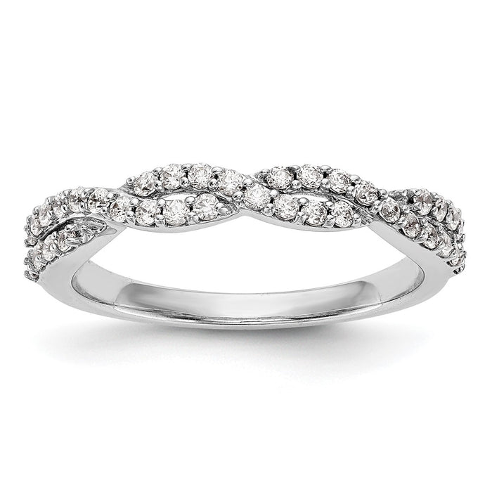 Buy Stylish 14K White Gold Twisted Design Eternity Band - 1/3 Carat Diamonds-1