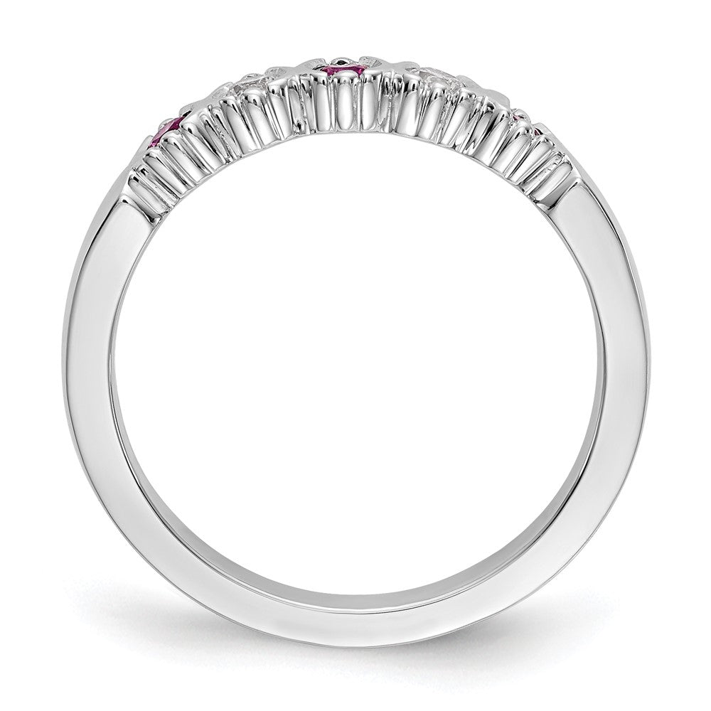 Exclusive 14K White Gold Ruby & Diamond Full Band Ring - 1/10 Carat Luxury