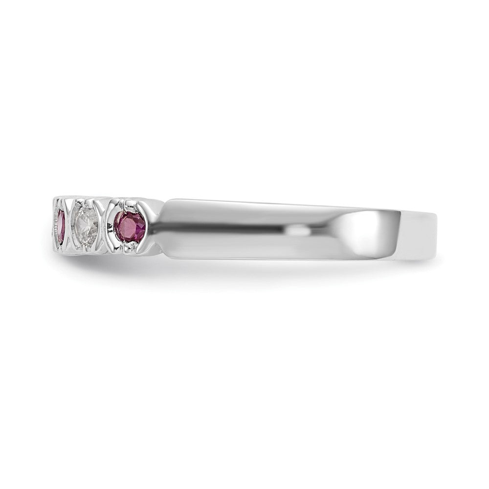 Exclusive 14K White Gold Ruby & Diamond Full Band Ring - 1/10 Carat Luxury