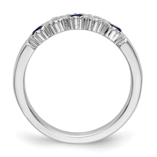 Buy Stylish 14K White Gold Diamond & Blue Sapphire Full Band, 1/10 Carat