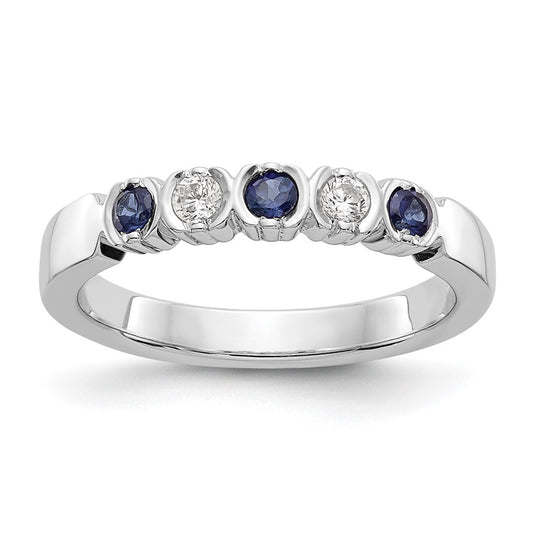 Buy Stylish 14K White Gold Diamond & Blue Sapphire Full Band, 1/10 Carat