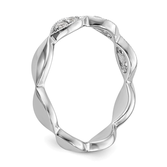 Exclusive 14K White Gold Twisted Diamond Wedding Band - 1/5 Carat, Stylish Value-6