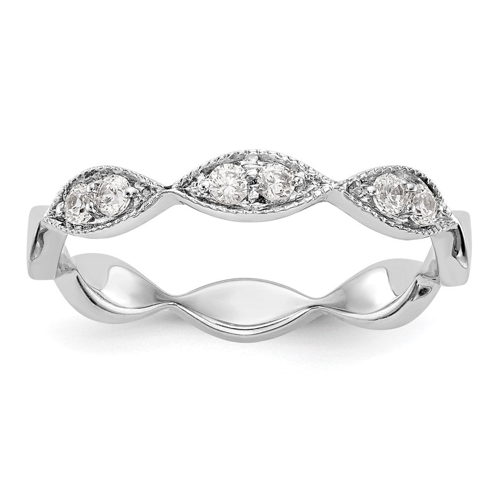 Exclusive 14K White Gold Twisted Diamond Wedding Band - 1/5 Carat, Stylish Value