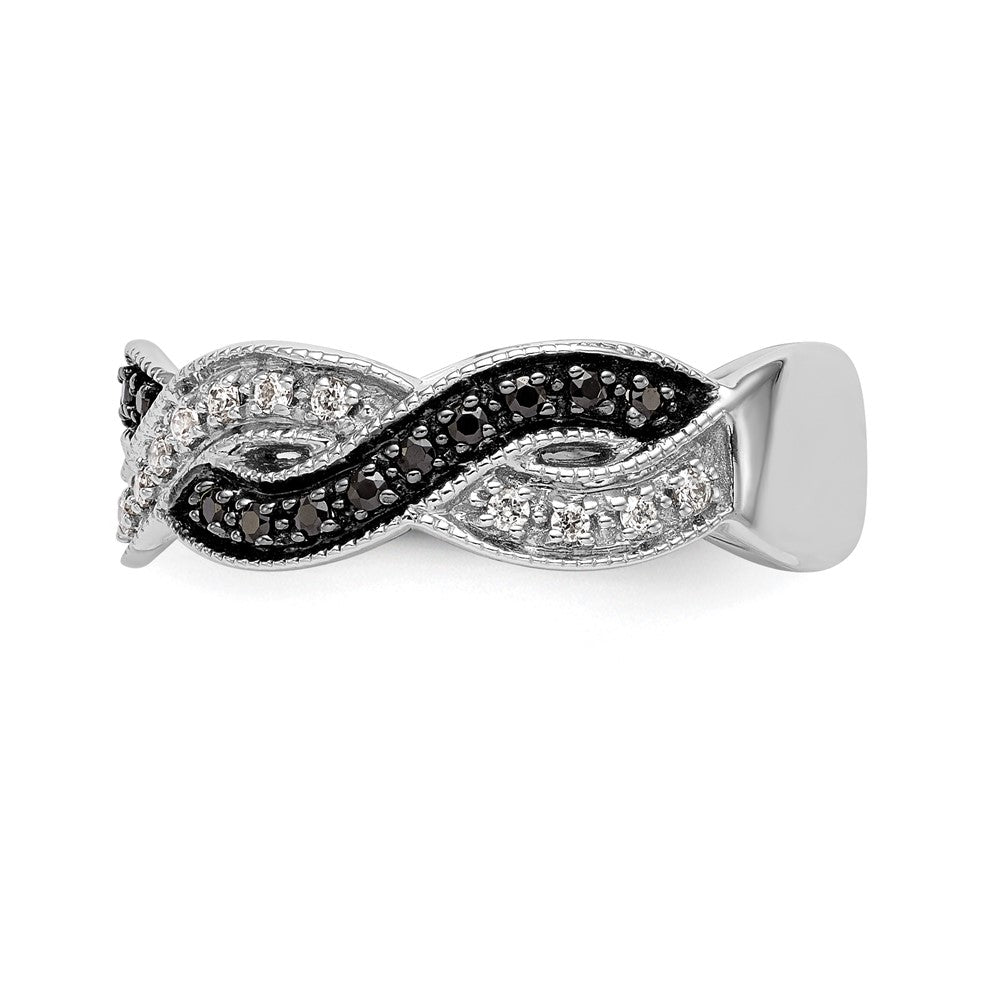 Buy 14K White Gold Twisted Band Ring - 1/3 Carat Black & White Diamonds, Stylish Value!