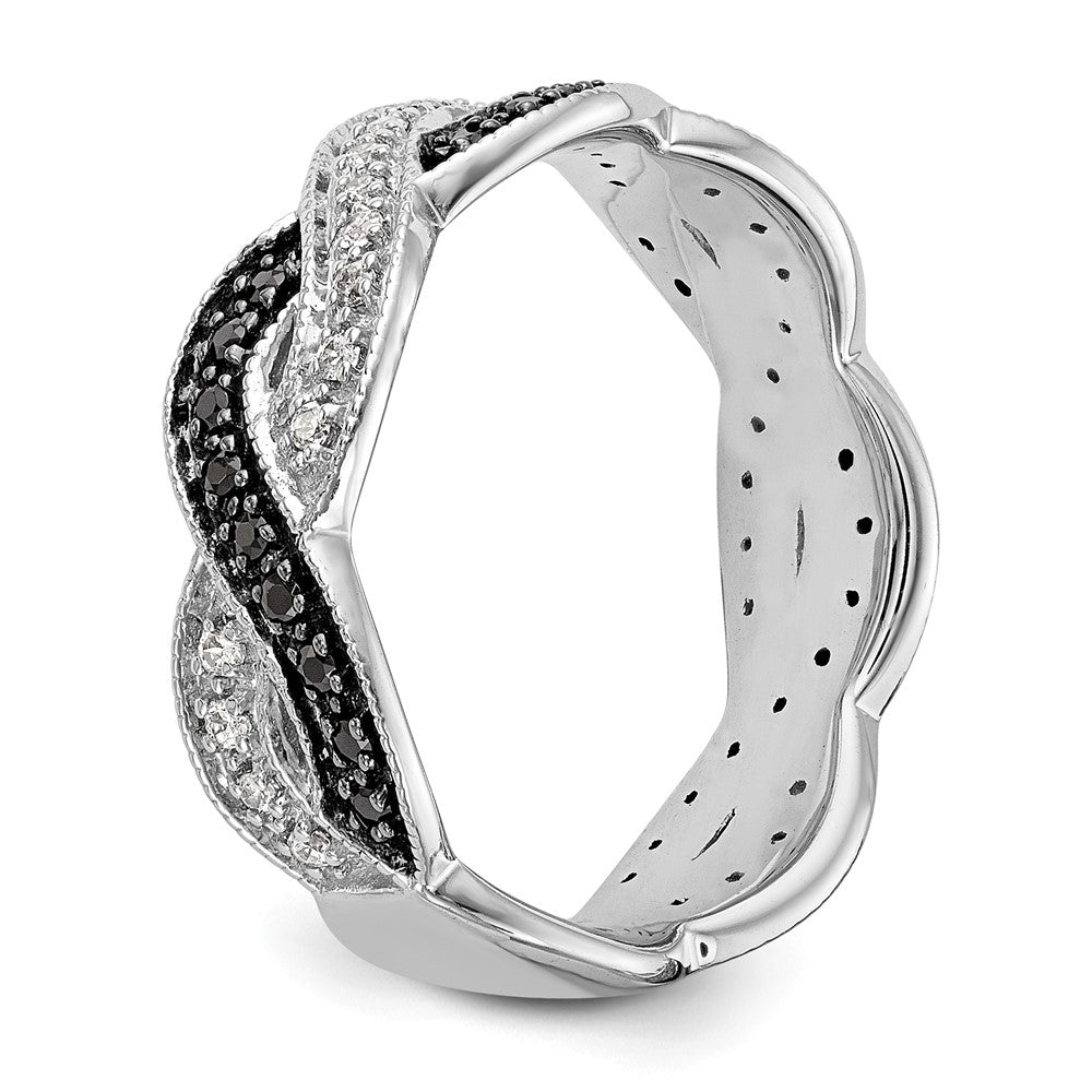 Buy 14K White Gold Twisted Band Ring - 1/3 Carat Black & White Diamonds, Stylish Value!