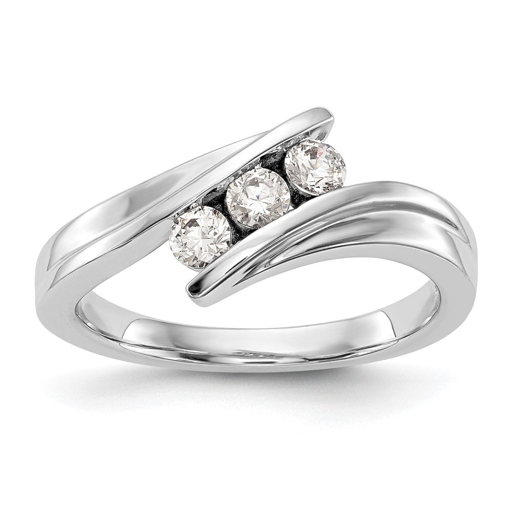 Exclusive 14K White Gold 3-Stone Bypass Diamond Ring for 3-3.0mm Stones