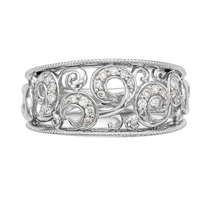 Buy Stylish 14K White Gold Twisted Diamond Band - 1/6 Carat Total Weight-4