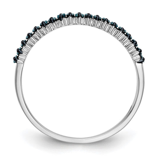 Exclusive 14K White Gold Band with 1/6 Carat Blue Diamonds - Stylish Value!