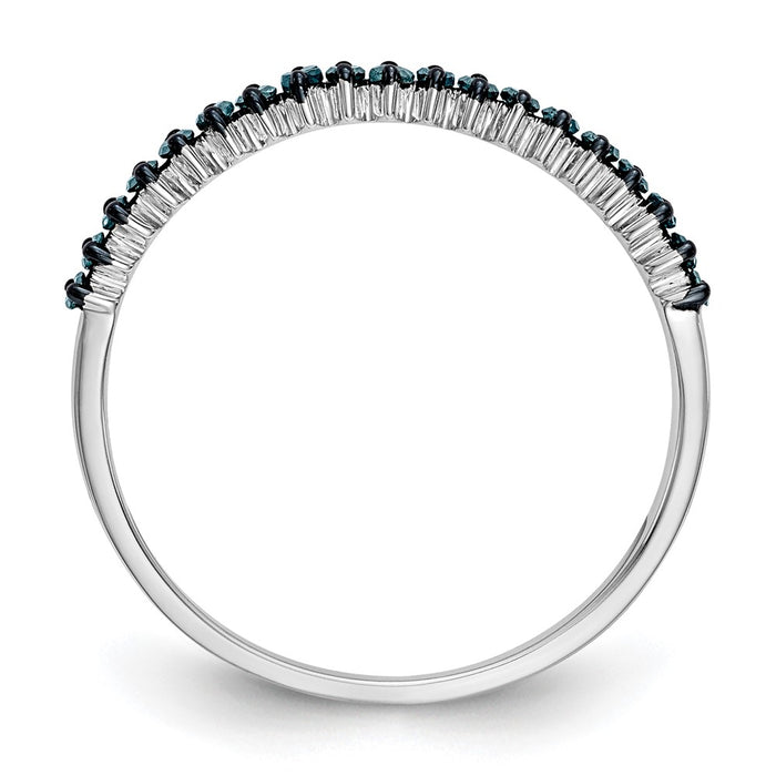 Exclusive 14K White Gold Band with 1/6 Carat Blue Diamonds - Stylish Value!-2