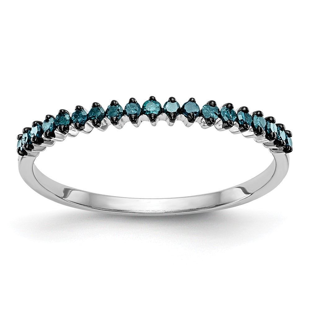 Exclusive 14K White Gold Band with 1/6 Carat Blue Diamonds - Stylish Value!