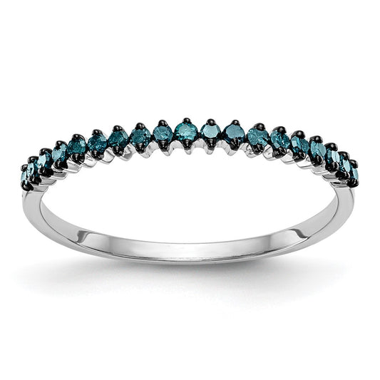 Exclusive 14K White Gold Band with 1/6 Carat Blue Diamonds - Stylish Value!