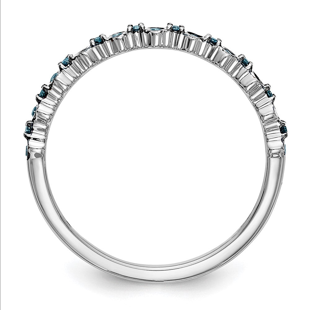 High-Quality 14K White Gold Blue Diamond Band - 1/10 Carat, Stylish Value!