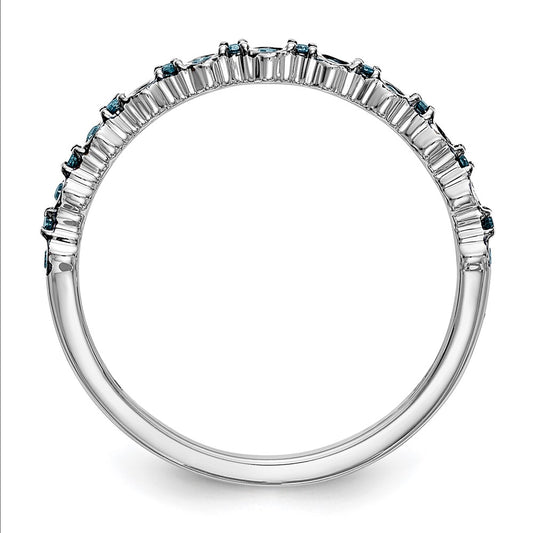 High-Quality 14K White Gold Blue Diamond Band - 1/10 Carat, Stylish Value!