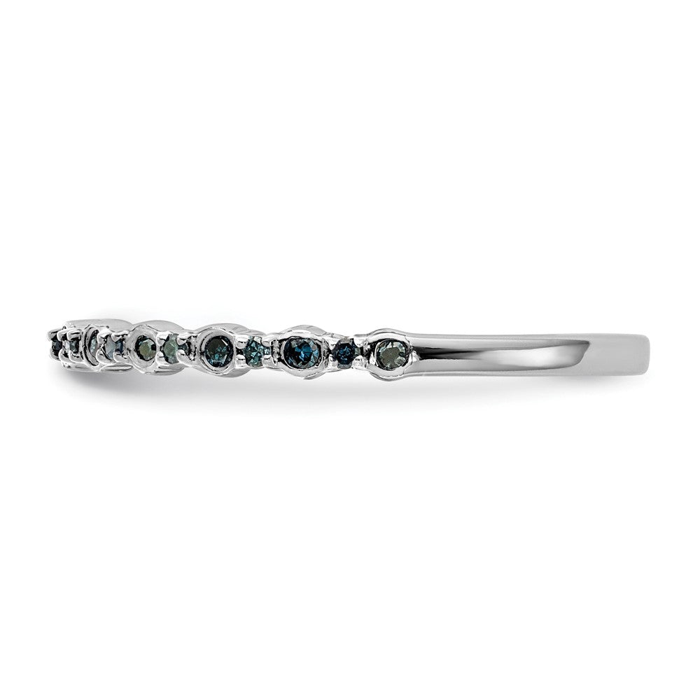 High-Quality 14K White Gold Blue Diamond Band - 1/10 Carat, Stylish Value!