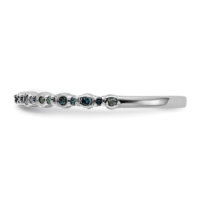 High-Quality 14K White Gold Blue Diamond Band - 1/10 Carat, Stylish Value!-3