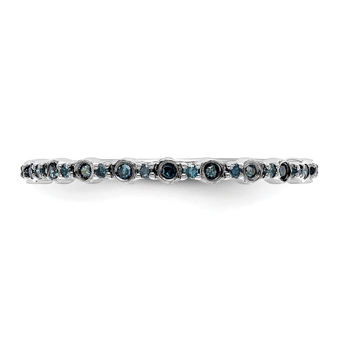High-Quality 14K White Gold Blue Diamond Band - 1/10 Carat, Stylish Value!-4