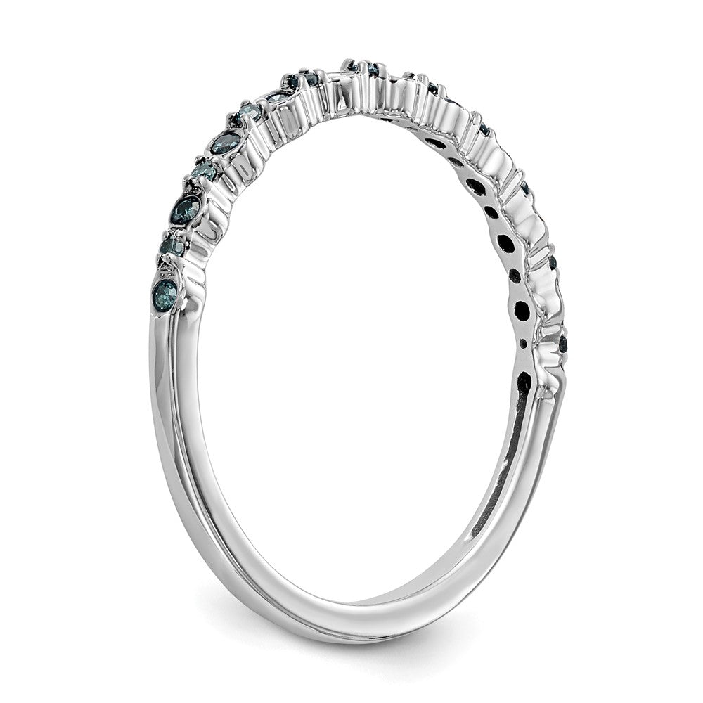 High-Quality 14K White Gold Blue Diamond Band - 1/10 Carat, Stylish Value!