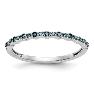 High-Quality 14K White Gold Blue Diamond Band - 1/10 Carat, Stylish Value!