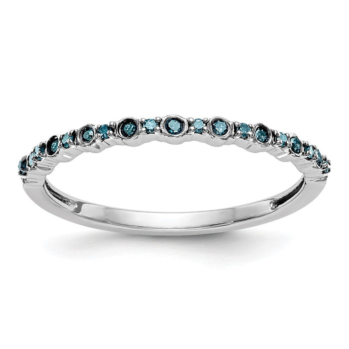 High-Quality 14K White Gold Blue Diamond Band - 1/10 Carat, Stylish Value!-1