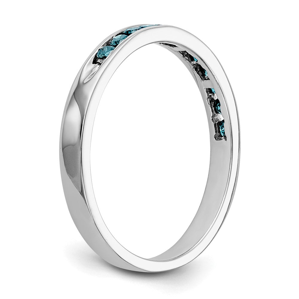 Buy Exclusive 14K White Gold Band with 1/4 Carat Blue Diamonds - Stylish Value!