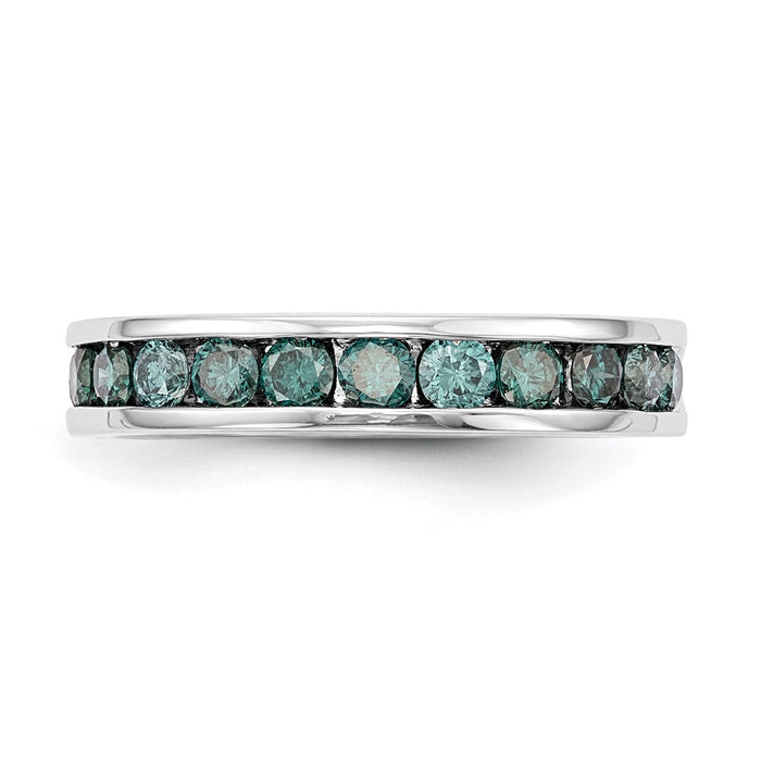 High-Quality 14K White Gold 3/4 Carat Blue Diamond Band - Stylish Luxury!-4
